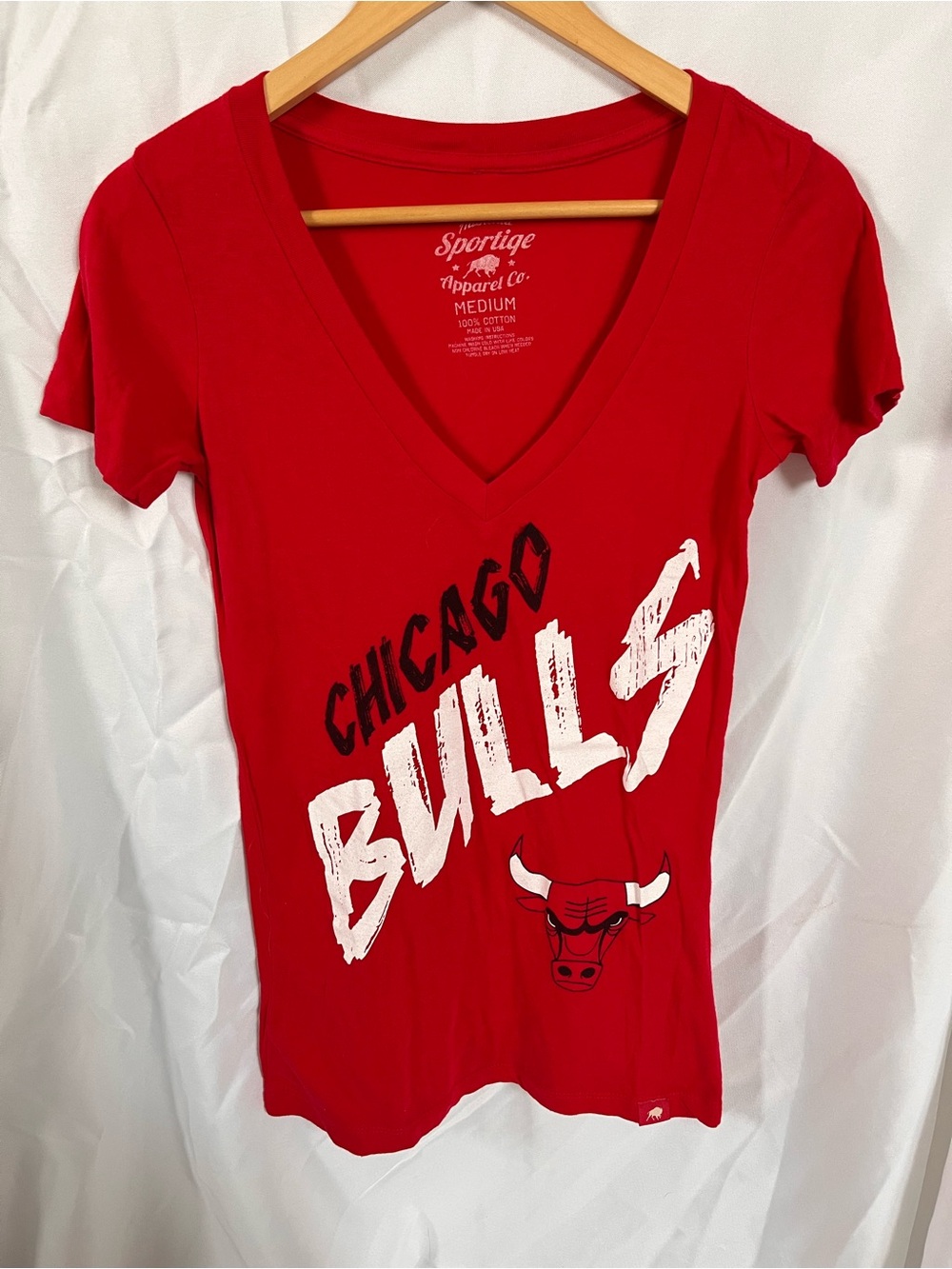 Sportiqe Chicago Bulls Red V-Neck Tee
